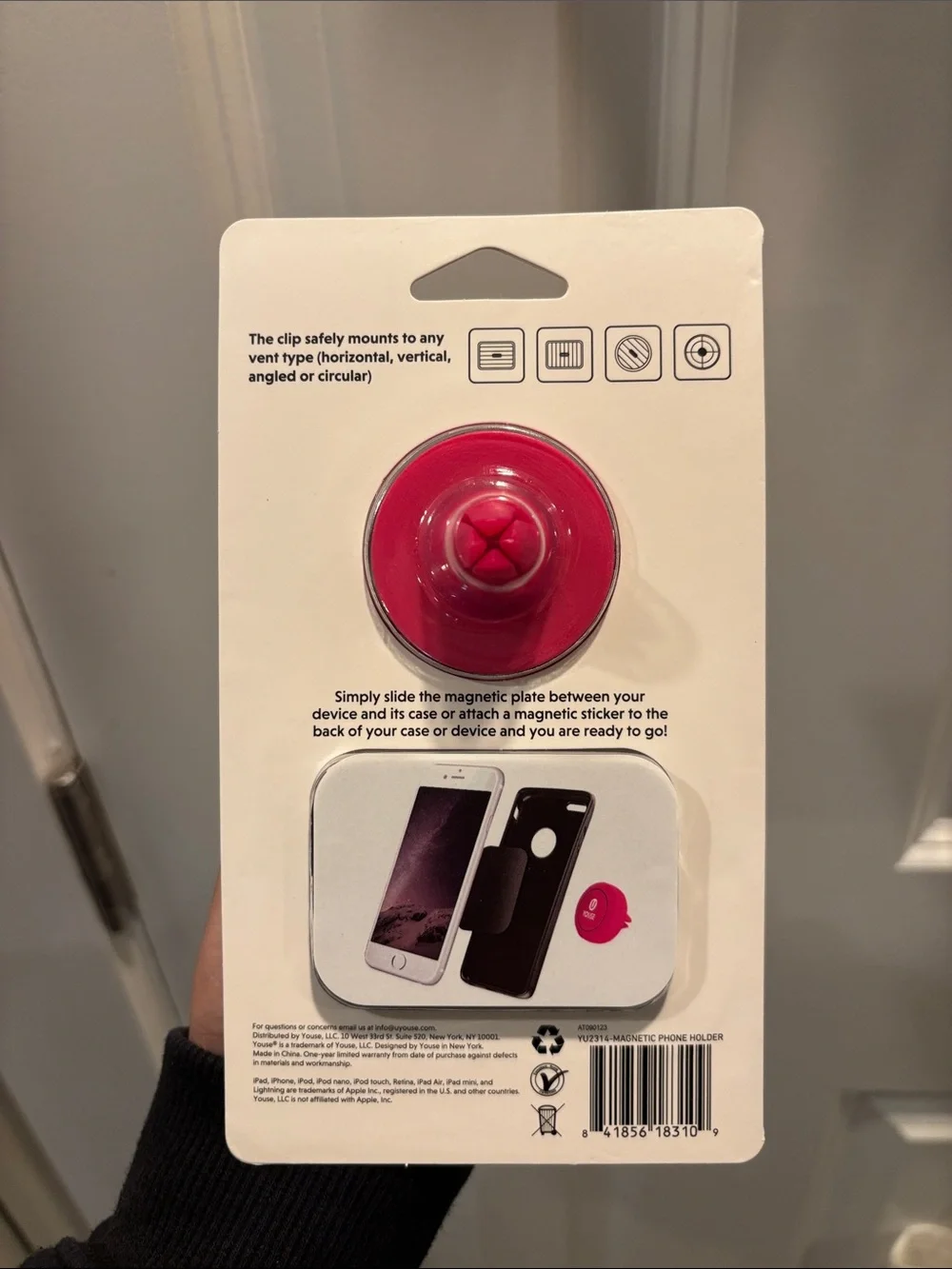 Youse Magnetic Car Vent Phone Holder — Pink